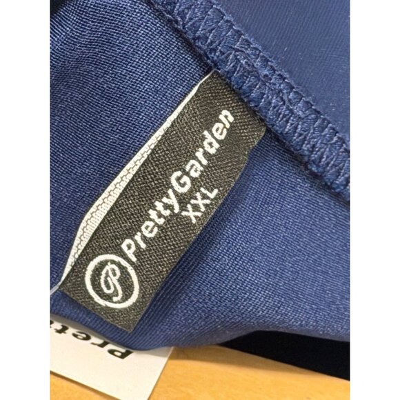 PrettyGarden Womens Midi Satin Skirt Navy Blue XXL Elegant A-Line - Picture 5 of 12